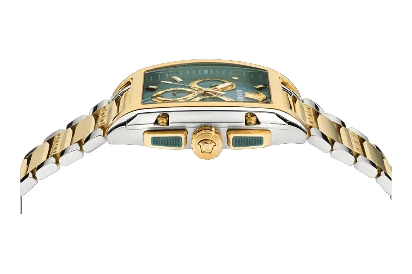 Versace Men’s Quartz Swiss Made Two Tone Gold Stainless Steel Olive Green Dial 42mm Watch VE6H01125