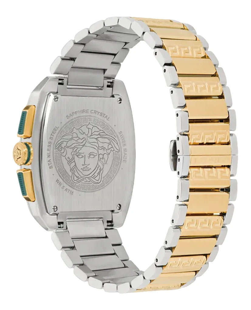 Versace Men’s Quartz Swiss Made Two Tone Gold Stainless Steel Olive Green Dial 42mm Watch VE6H01125
