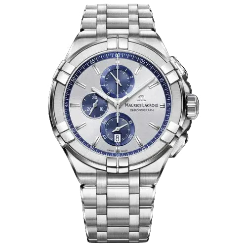 Maurice Lacroix Men’s Quartz Swiss Made Silver Stainless Steel Silver Dial 44mm Watch AI1018-SS002-131-1