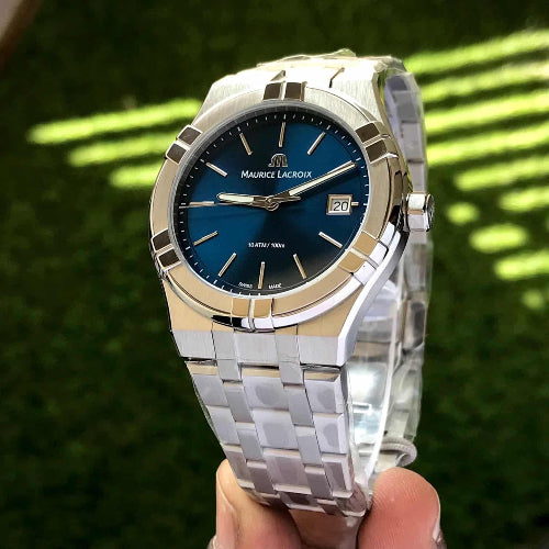 Maurice Lacroix Men’s Quartz Swiss Made Silver Stainless Steel Blue Dial 40mm Watch AI1108-SS002-430-1