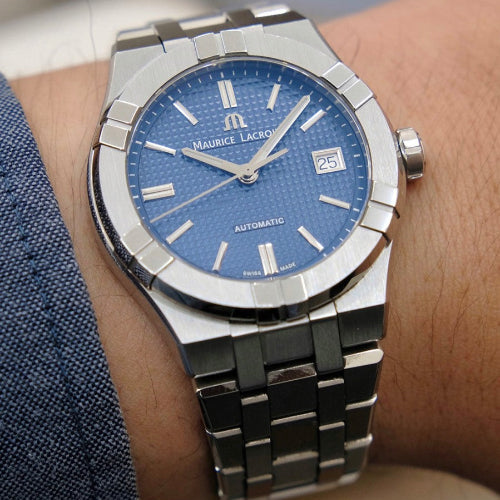 Maurice Lacroix Men’s Quartz Swiss Made Silver Stainless Steel Blue Dial 40mm Watch AI1108-SS002-430-1