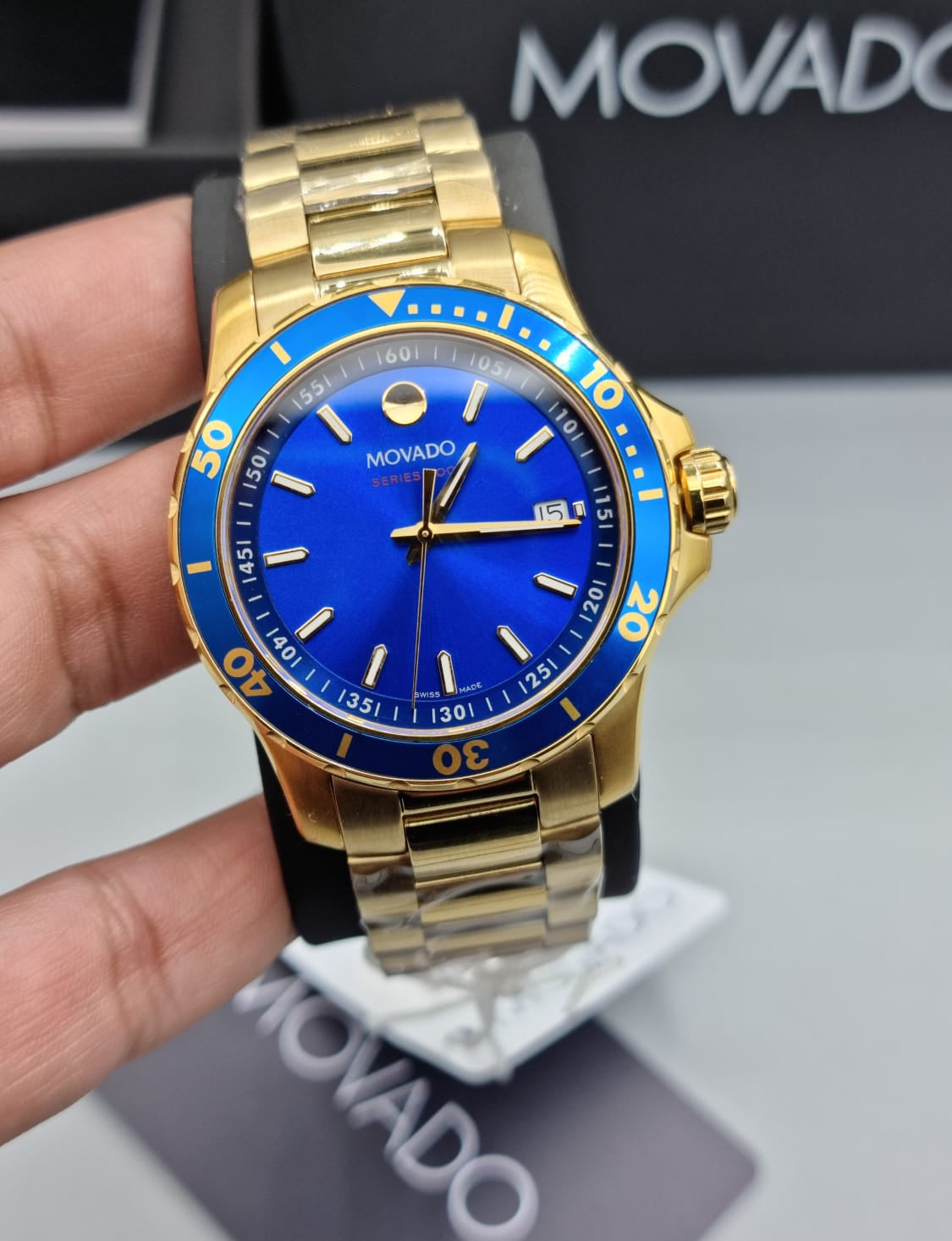 Movado Men’s Quartz Swiss Made Stainless Steel Blue Dial 40mm Watch 2600144