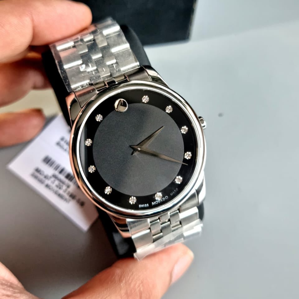 Movado Men’s Quartz Swiss Made Stainless Steel Black Dial 40mm Watch 0606878