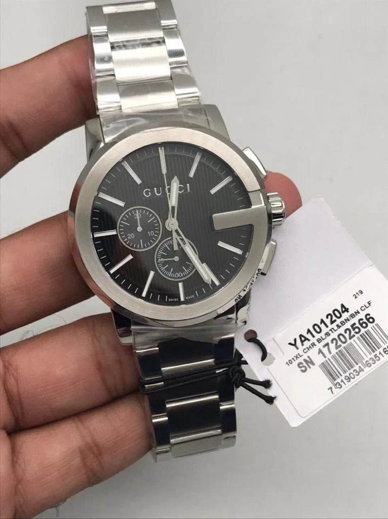 Gucci Men’s Swiss Made Quartz Stainless Steel Silver Dial 44mm Watch YA101204