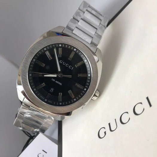 Gucci Men’s Swiss Made Quartz Stainless Steel Black Dial 40mm Watch YA142301