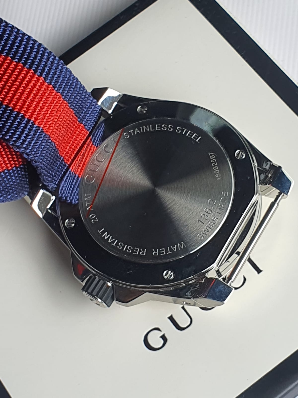 Gucci Men’s Swiss Made Quartz Nylon Strap Black Dial 45mm Watch YA136210