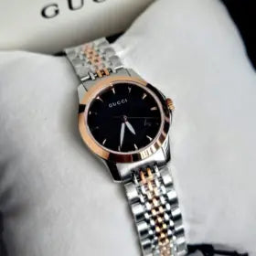 Gucci Women’s Swiss Made Quartz Stainless Steel Black Dial 27mm Watch YA126512