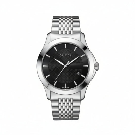 Gucci Men’s Swiss Made Quartz Stainless Steel Black Dial 38mm Watch YA126402