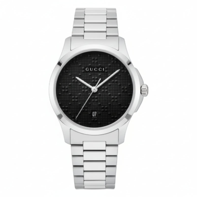 Gucci Men’s Swiss Made Quartz Stainless Steel Black Dial 38mm Watch YA126460