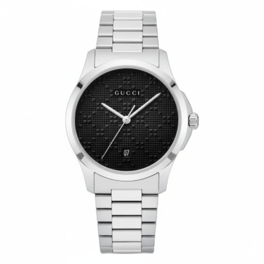 Gucci Men’s Swiss Made Quartz Stainless Steel Black Dial 38mm Watch YA126460