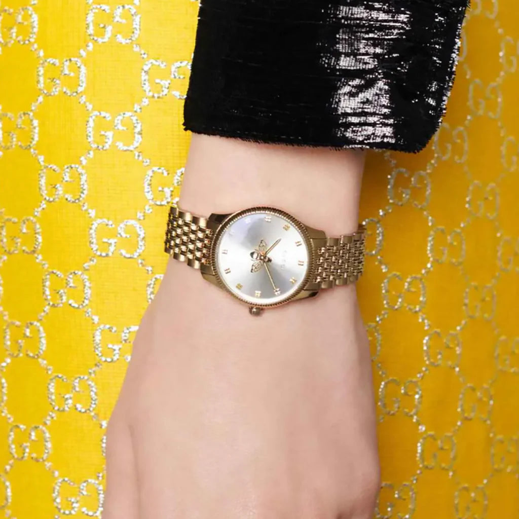 Gucci Women’s Quartz Stainless Steel Swiss Made Silver Dial 29mm Watch YA1265021