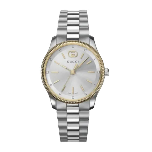 Gucci Women’s Quartz Swiss Made Silver Stainless Steel Silver Stoned Dial 29mm Watch YA1265063