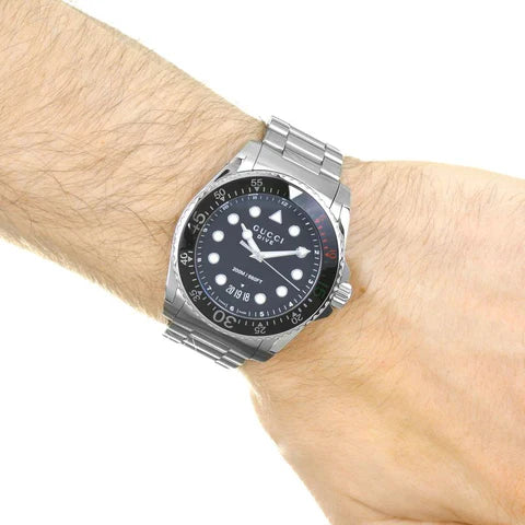 Gucci Men’s Swiss Made Quartz Stainless Steel Black Dial 45mm Watch YA136208