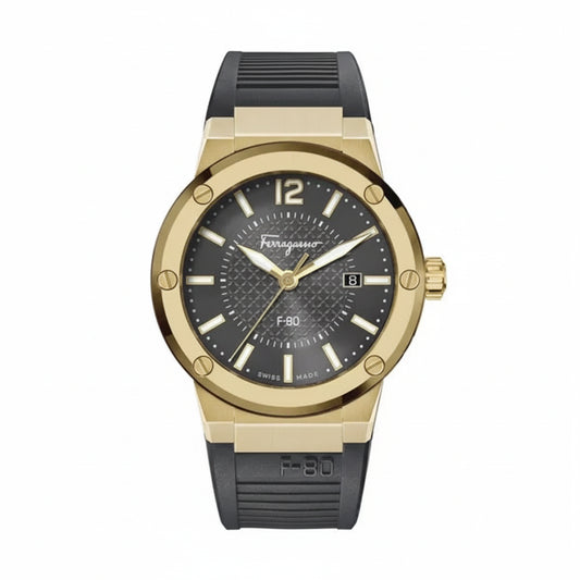 Ferragamo Men’s Swiss Made Quartz Grey Silicone Strap Grey Dial 44mm Watch SFHY01621