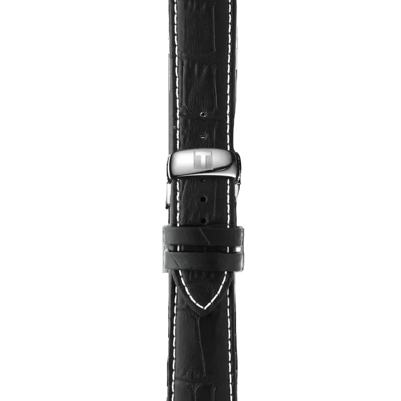 TISSOT Men’s Quartz Swiss Made Black Leather Strap Black Dial 42mm Watch T063.617.16.057.00