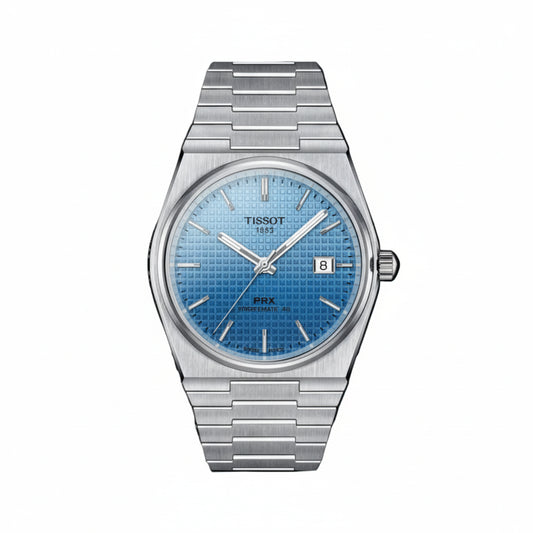 TISSOT PRX Men’s Swiss Made Powermatic Silver Stainless Steel Ice-Blue-Chameleon Dial 40mm Watch T137.407.11.351.01