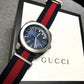 Gucci Men’s Swiss Made Quartz Nylon Strap Blue Dial 41mm Watch YA142304