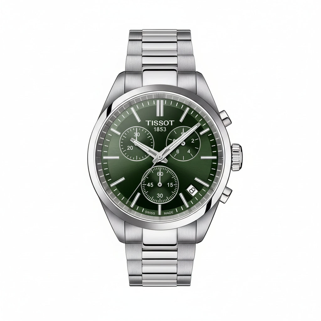 TISSOT Men’s Quartz Swiss Made Silver Stainless Steel Green Dial 40mm Watch T150.417.11.091.00