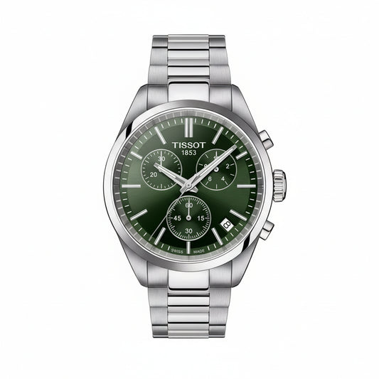 TISSOT Men’s Quartz Swiss Made Silver Stainless Steel Green Dial 40mm Watch T150.417.11.091.00