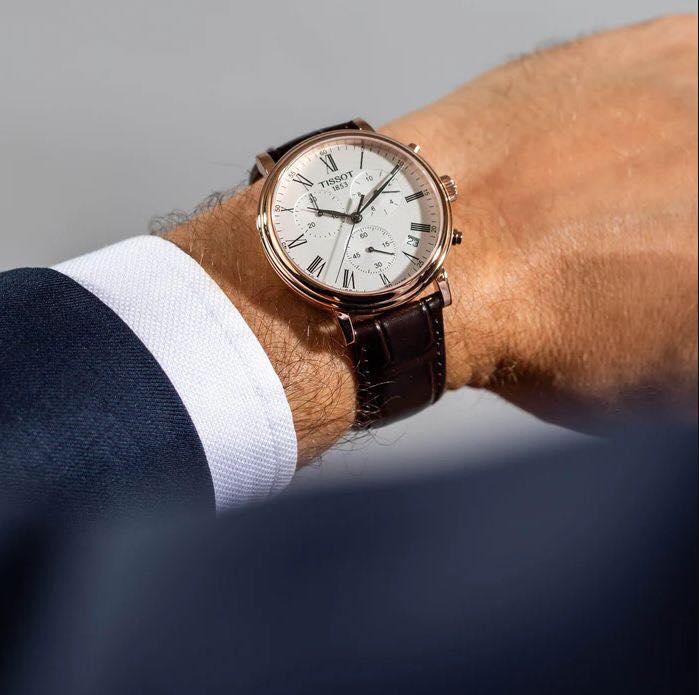 TISSOT Men’s Quartz Swiss Made Brown Leather Strap Silver Dial 41mm Watch T122.417.36.033.00