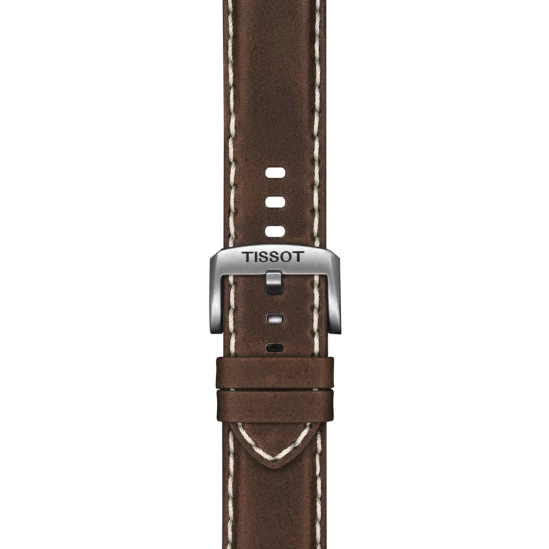 TISSOT Men’s Swiss Made Quartz Brown Leather Strap Black Dial 45mm Watch T125.617.16.051.01