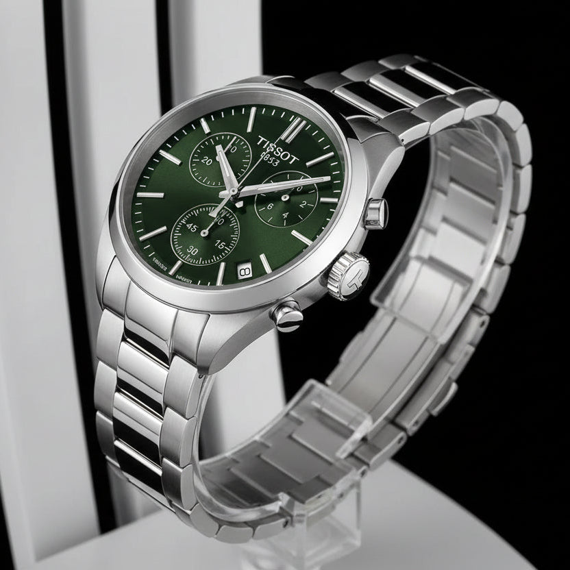 TISSOT Men’s Quartz Swiss Made Silver Stainless Steel Green Dial 40mm Watch T150.417.11.091.00