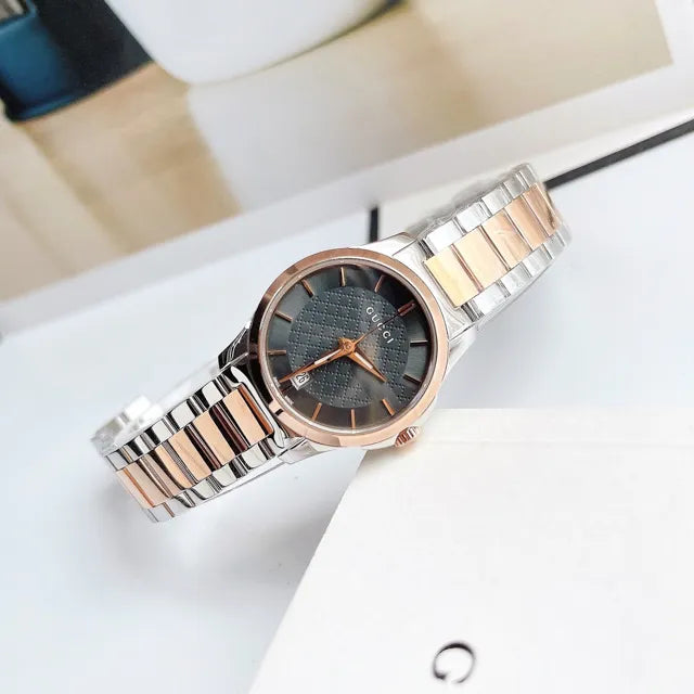 Gucci Women’s Swiss Made Quartz Stainless Steel Grey Dial 27mm Watch YA126527