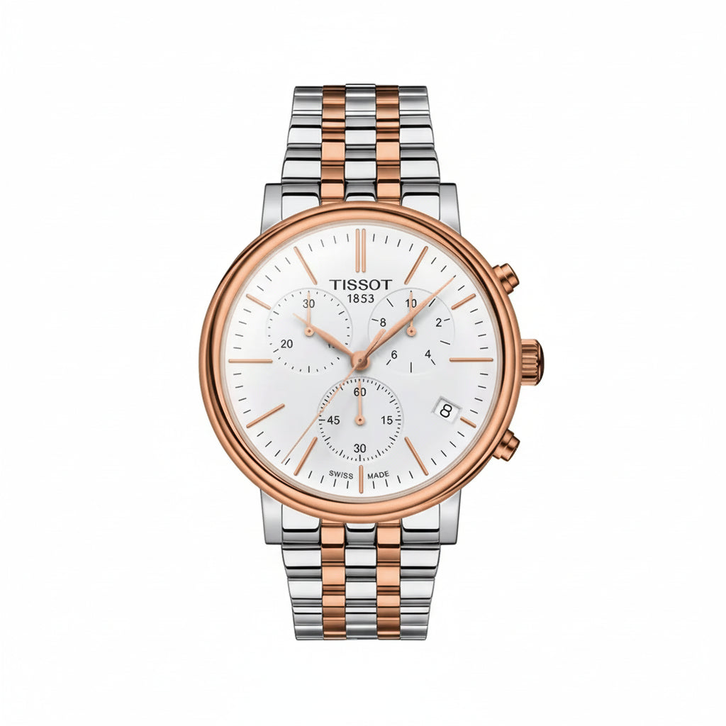 TISSOT Men’s Quartz Swiss Made Two-tone Stainless Steel White Dial 41mm Watch T122.417.22.011.00