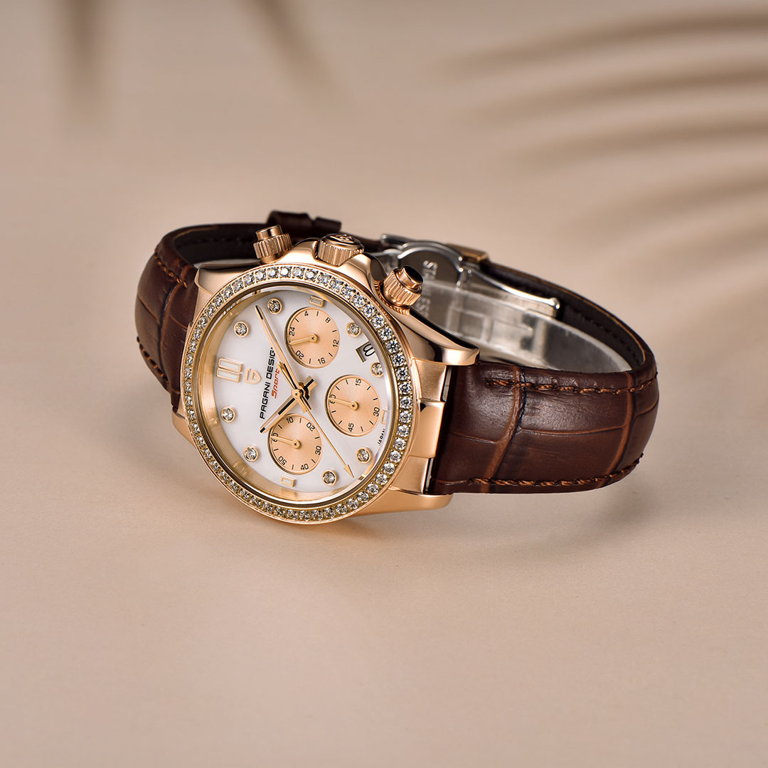 PAGANI DESIGN WOMEN'S WATCH CHRONOGRAPH JAPNEES QUARTZ STAINLESS STEEL 36MM WHITE DAIL SKU- PD-1730