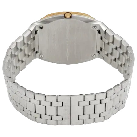 Gucci Women’s Swiss Made Quartz Silver Stainless Steel Gold Dial 34mm Watch YA163403