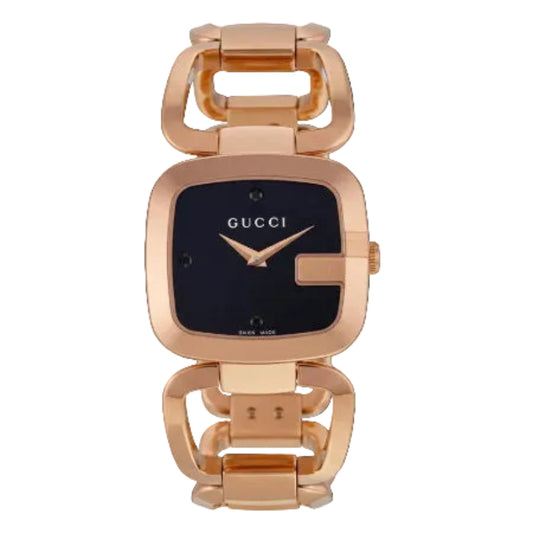 Gucci Women’s Quartz Swiss Made Rose Gold Stainless Steel Black Dial 31mm Watch YA125409