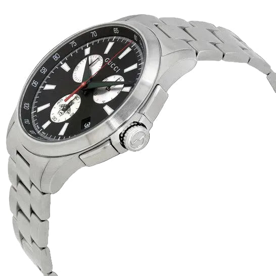 Gucci Men’s Swiss Made Quartz Silver Stainless Steel Black Dial 44mm Watch YA126267