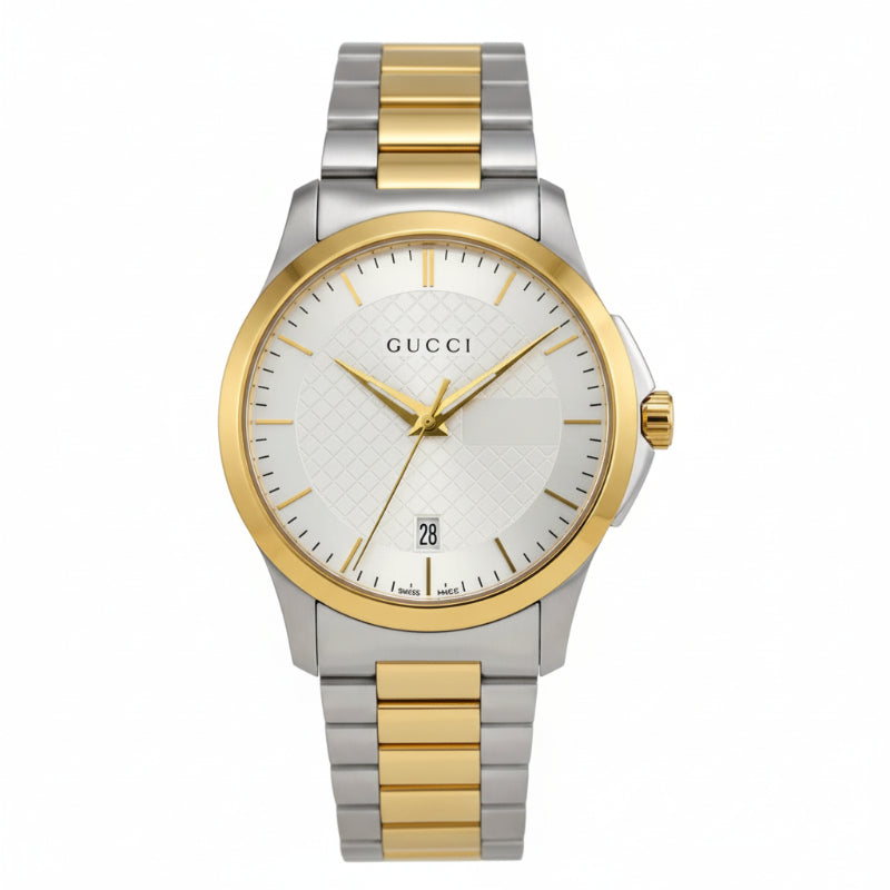 Gucci Men’s Swiss Made Quartz Stainless Steel Silver Dial 38mm Watch YA126474