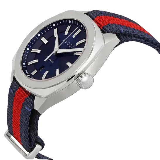 Gucci Men’s Swiss Made Quartz Nylon Strap Blue Dial 41mm Watch YA142304