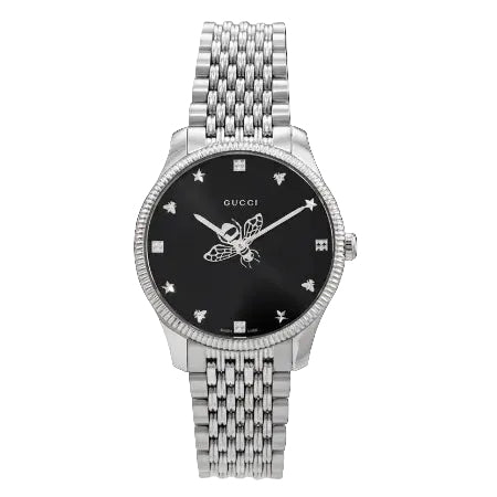 Gucci Men's Swiss Made Quartz Stainless Steel Black Dial 36mm Watch YA1264154