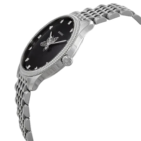 Gucci Men's Swiss Made Quartz Stainless Steel Black Dial 36mm Watch YA1264154