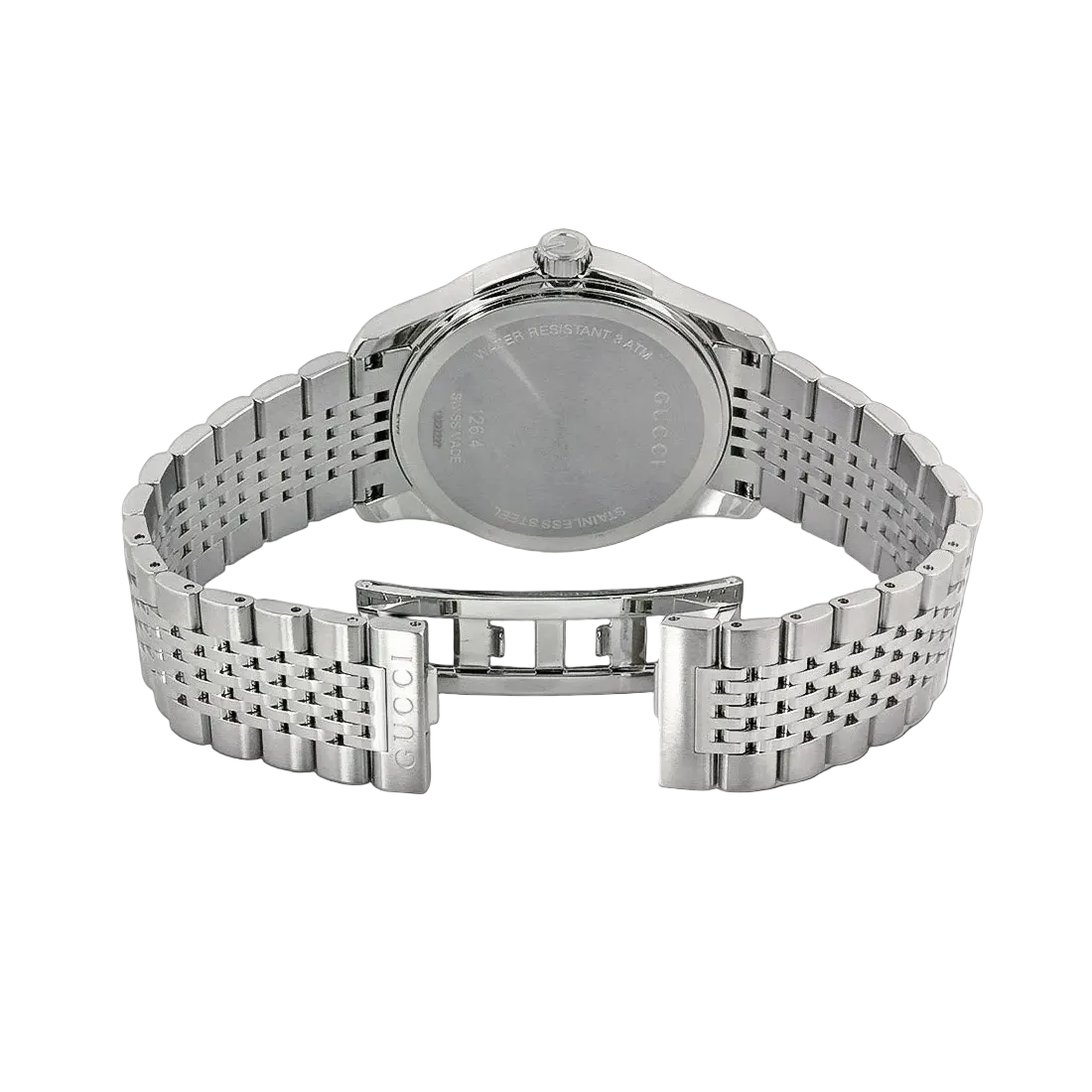 Gucci Men’s Swiss Made Quartz Silver Stainless Steel Silver Patterned Dial 38mm Watch YA126404
