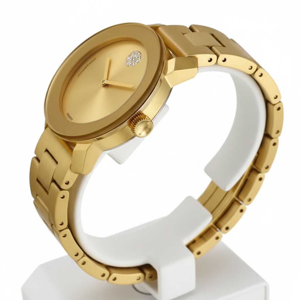 Movado Women’s Swiss Made Quartz Gold Stainless Steel Gold Dial 36mm Watch 3600104