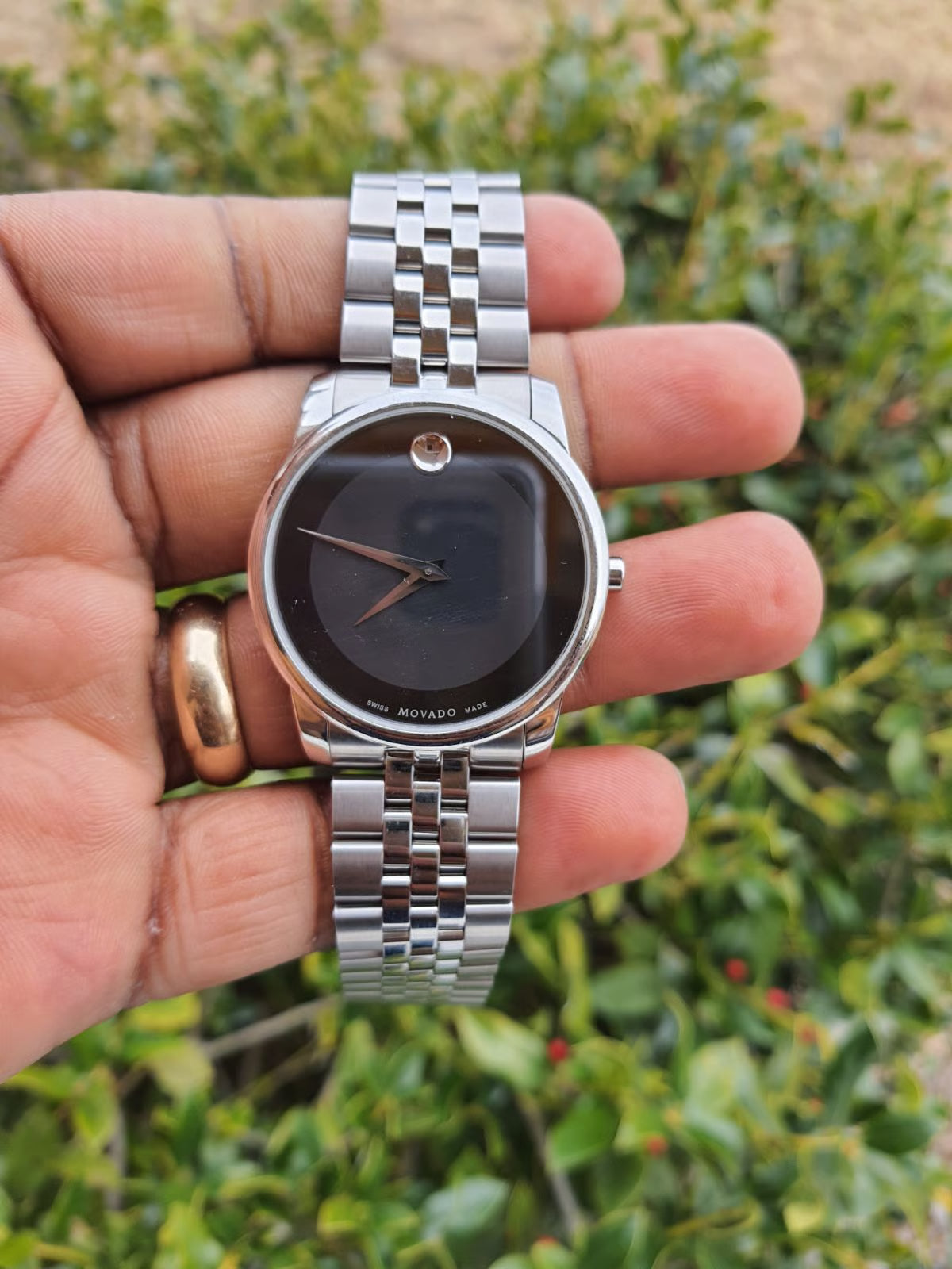 Movado Men’s Swiss Made Quartz Stainless Steel Black Dial 40mm Watch 0606504