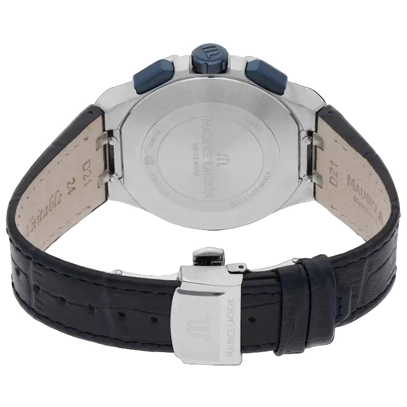 Maurice Lacroix Men’s Quartz Swiss Made Blue Leather Strap Blue Dial 44mm Watch AI1018-SS001-432-4