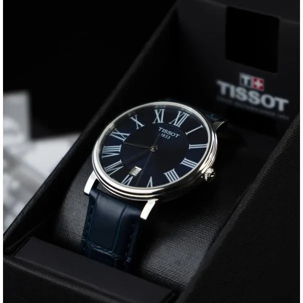 TISSOT Men’s Quartz Swiss Made Leather Strap Blue Dial 40mm Watch T122.410.16.043.00