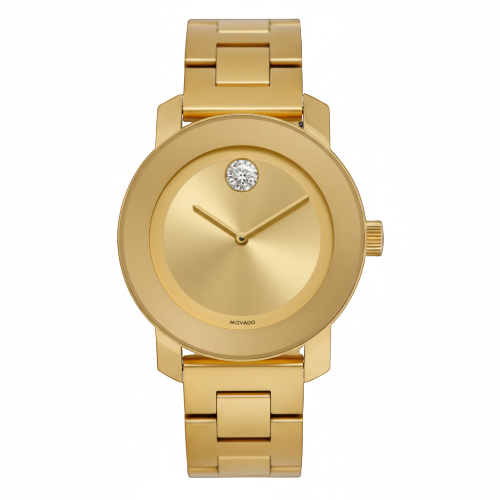 Movado Women’s Swiss Made Quartz Gold Stainless Steel Gold Dial 36mm Watch 3600104