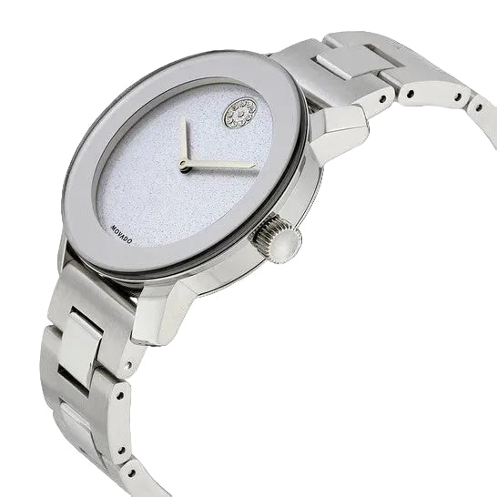 Movado Women’s Swiss Made Quartz Silver Stainless Steel Stoned Dial 36mm Watch 3600334