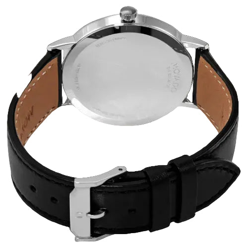 Movado Men’s Swiss Made Quartz Black Leather Strap Blue Dial 40mm Watch 0607312