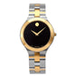 Movado Men’s Quartz Swiss Made Two Tone Yellow Gold Stainless Steel Black Dial 40mm Watch 0607443