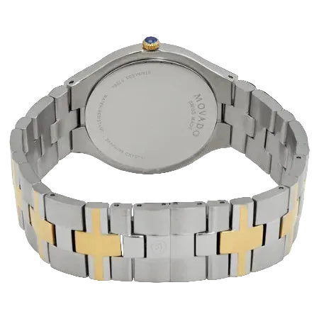 Movado Men’s Quartz Swiss Made Two Tone Yellow Gold Stainless Steel Black Dial 40mm Watch 0607443