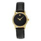 Movado Women’s Quartz Swiss Made Black Leather Strap Black Dial 26mm Watch 2100006
