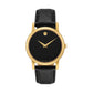 Movado Men’s Quartz Swiss Made Leather Strap Black Dial 38mm Watch 2100005