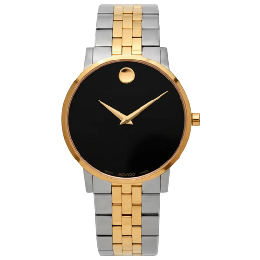 Movado Men’s Swiss Made Quartz Two Tone Yellow Gold Stainless Steel Black Dial 40mm Watch 0607200