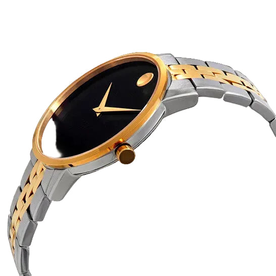 Movado Men’s Swiss Made Quartz Two Tone Yellow Gold Stainless Steel Black Dial 40mm Watch 0607200